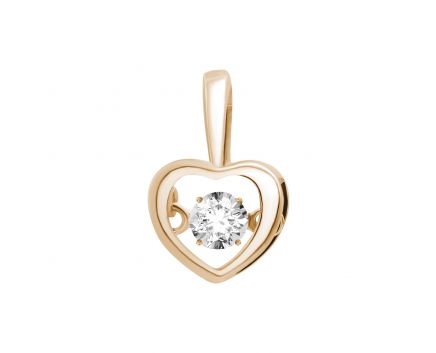 Pendant heart with a diamond in rose gold 1П814ДК-0007