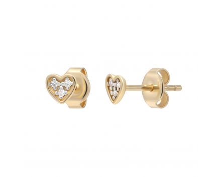 Earrings with diamonds Delicate heart rose gold