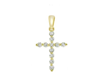 Крест с бриллиантами в желтом золоте 1П955ДК-0012