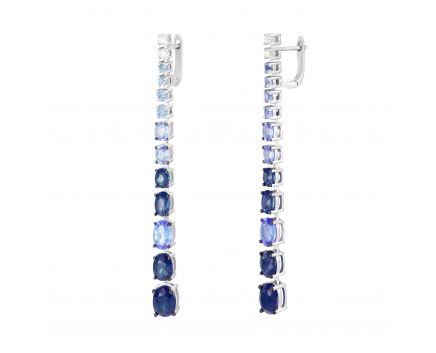 Earrings with diamonds and sapphires in white gold 1С956-0146