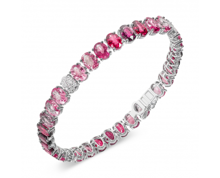 Браслет с бриллиантами, рубинами и розовыми сапфирами 1Б956-0017