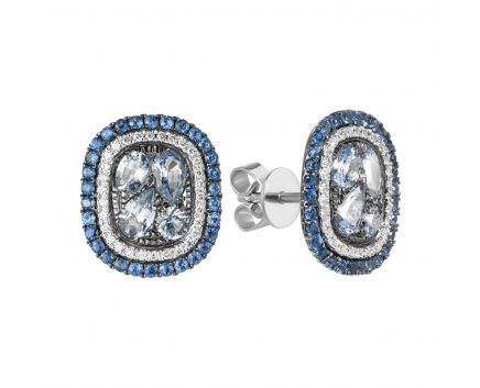 Earrings in white gold with diamonds and sapphires ZARINA