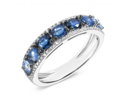 Ring in white gold with diamonds and sapphires ZARINA