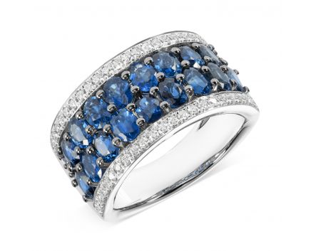 Ring in white gold with diamonds and sapphires ZARINA