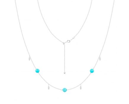 Necklace in white gold with diamonds and turquoise ZARINA