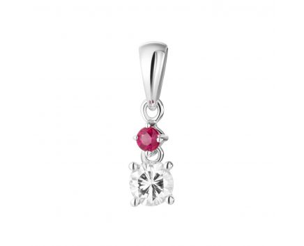 White gold pendant with diamond and ruby