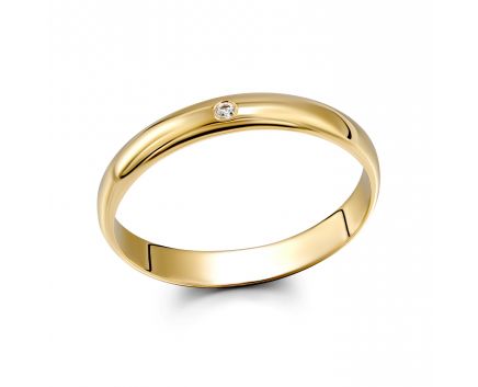 Wedding ring with a diamond in yellow gold 2ОБ071ДК-0001