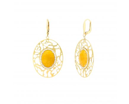 Earrings with carnelian in yellow gold 2С138-0120