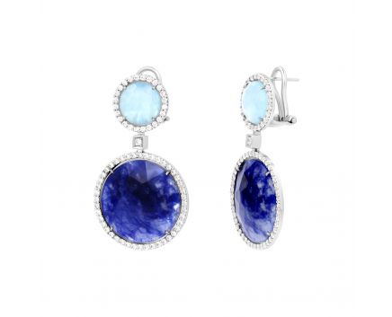 Earrings with aquamarine and sodalite 2-138 747