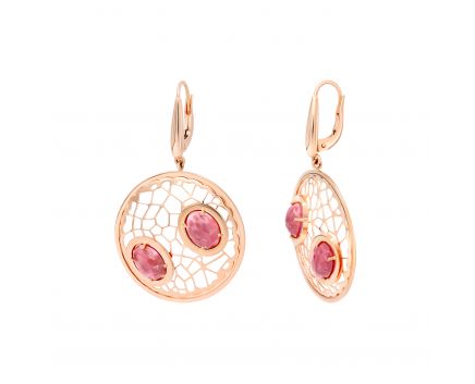 Earrings with rhodonite in rose gold 2-149 026