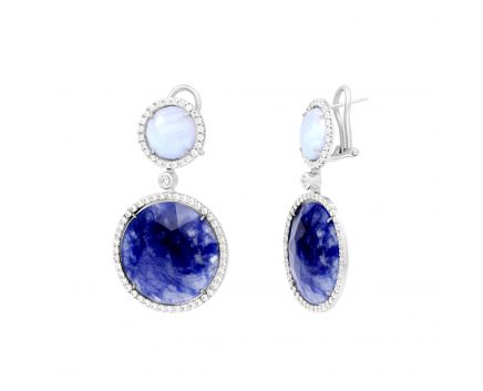 Earrings with chalcedony in white gold 2С138-0125