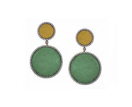 Earrings with aventurine in rose gold 2-154 655