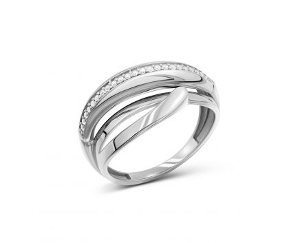 Ring with zirconias on white gold 2-211 000