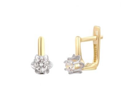 Earrings with cubic zirconia in white and yellow gold 2-222 204