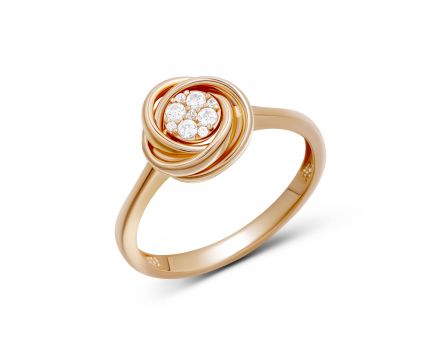 Ring with zirconias in ivory gold 2К480-0408