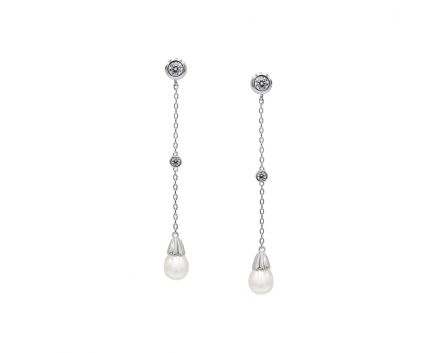 Earrings in white gold with pearls ZARINA