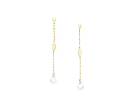 Gold earrings with pearls and cubic zirconias