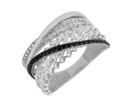 Ring with zirconias on white gold 2-230 657