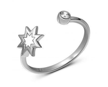 Ring with fianit in white gold 2К914-0077