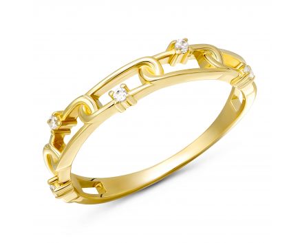 Ring with zirconias in yellow gold 2К914-0082