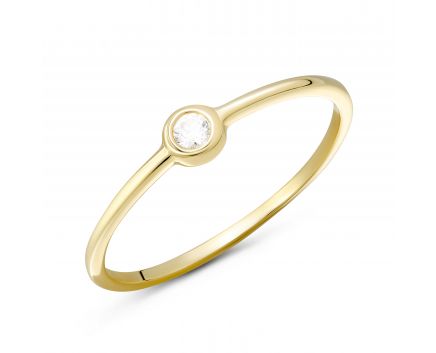 Ring with fianit in yellow gold 2К914-0105