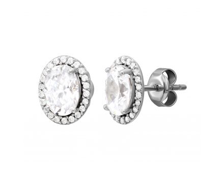 Earrings studs with zirconias in white gold 2С765-0158