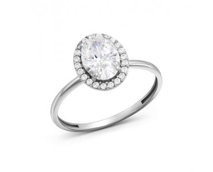 Ring with cubic zirconia in white gold 2K765-0156