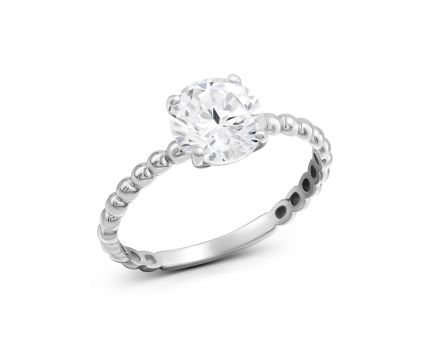 Ring with cubic zirconia in white gold 2K765-0157