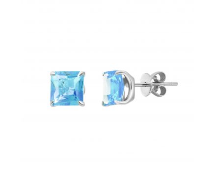 Earrings with topaz in white gold 2С034НП-1425