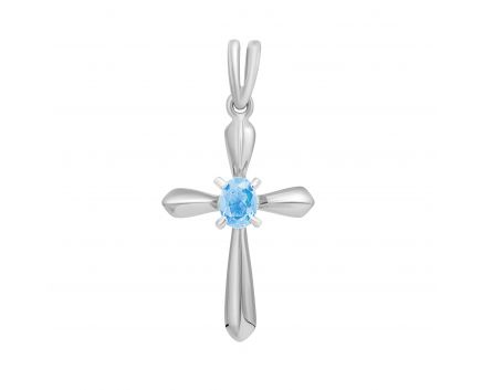 Cross with topaz in white gold 2П034НП-0576