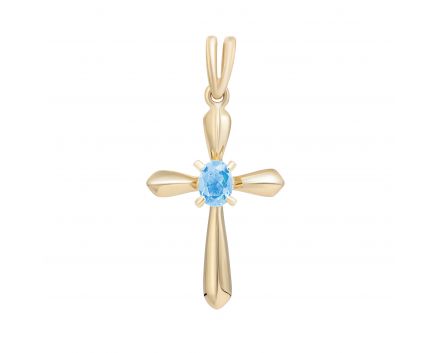 Cross with topaz in rose gold 2П034НП-0582