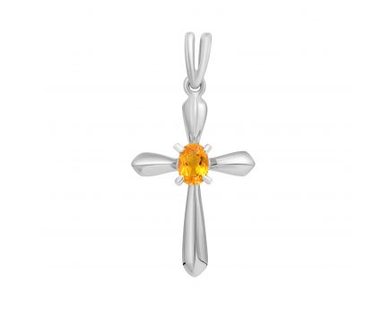 Cross with citrine in white gold 2P034НП-0575