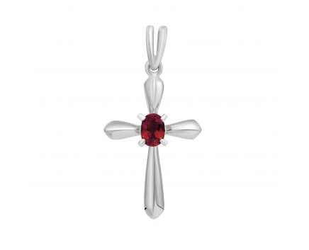 Cross with garnet in white gold 2П034НП-0577