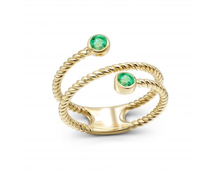 Ring with emeralds in yellow gold 1K034DK-1739