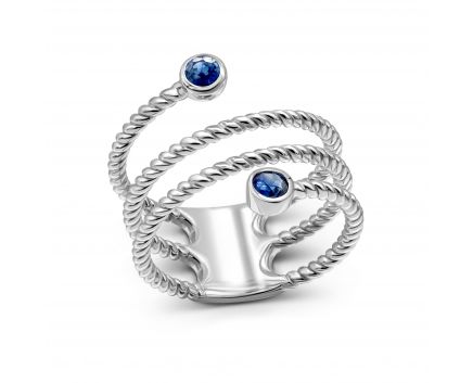 Ring TRIPLE ROPE with sapphires in white gold 1-245 333