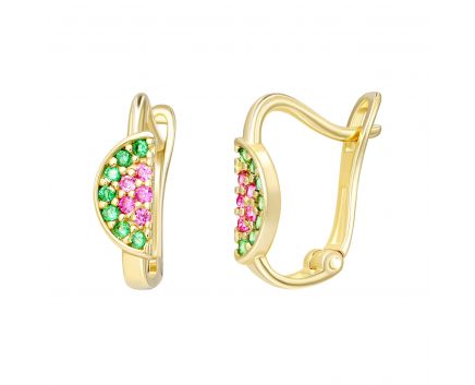 Earrings with cubic zirconia in yellow gold 2S143-2577