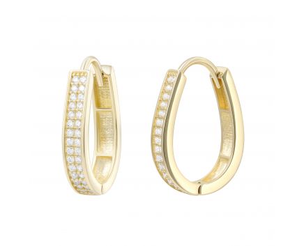 Earrings with Fianites in yellow gold 2S526-0566