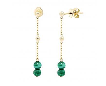 Malachite earrings in yellow gold2С034НП-1441