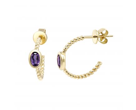 Earrings with amethyst in yellow gold 2С034НП-1442