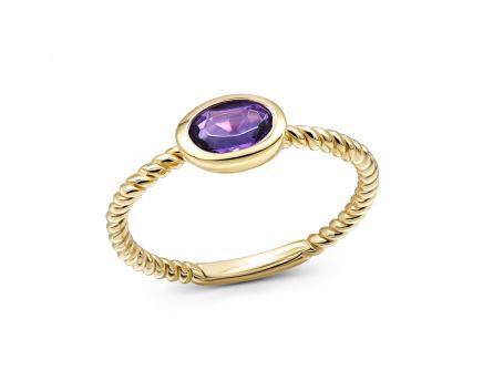 Ring with amethyst in yellow gold 2К034НП-1689