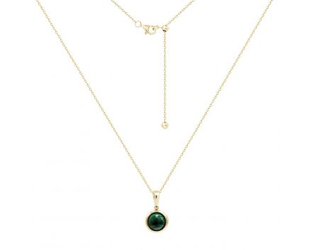 Necklace with malachite in yellow gold 2Л034НП-0162