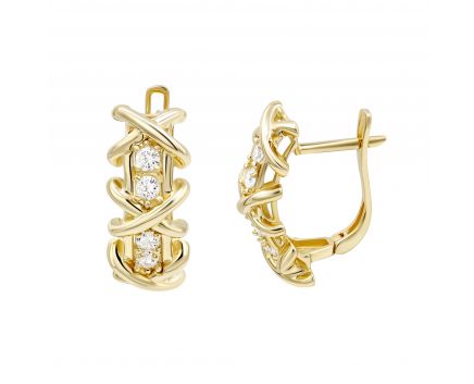 Earrings with cubic zirconia in yellow gold 2S143-2709