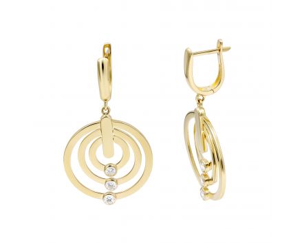 Earrings with cubic zirconia in yellow gold 2C143-2710