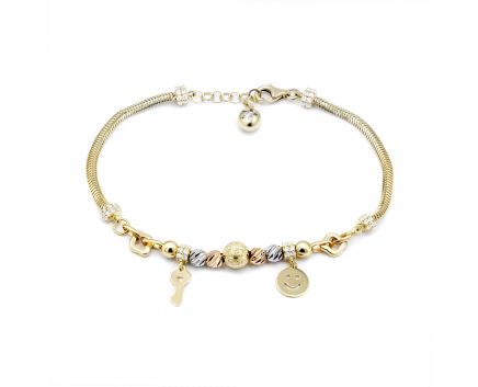 Bracelet with cubic zirconia in a combination of yellow and rose gold 2-249 314