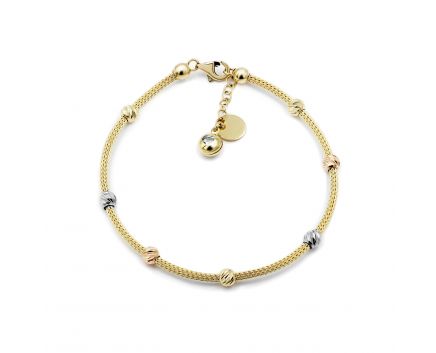 Bracelet with cubic zirconia in a combination of white, yellow and rose gold 2B143-1138