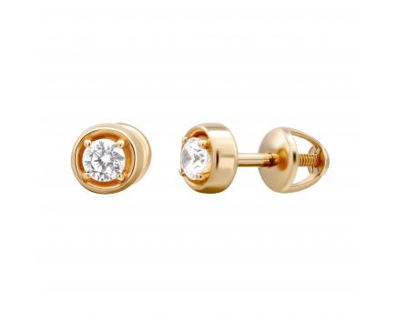 Earrings with cubic zirconia in rose gold 2C071-0421