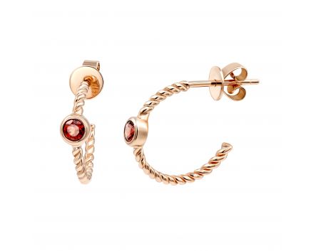 Earrings with garnets in rose gold 2С034НП-1449
