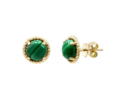 Earrings with malachite in yellow gold 2С034НП-1451