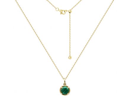 Necklace with malachite in yellow gold 2L034НП-0166