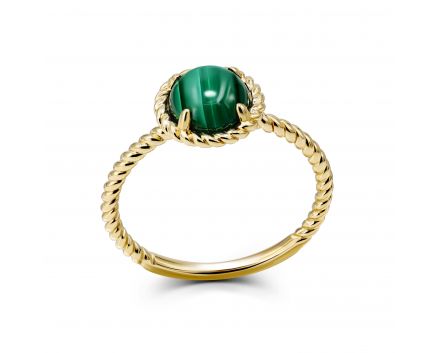 Ring with malachite in yellow gold 2К034НП-1703